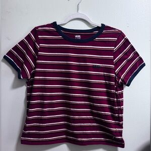 Striped Maroon Cotton Top with Yellow & White Accents